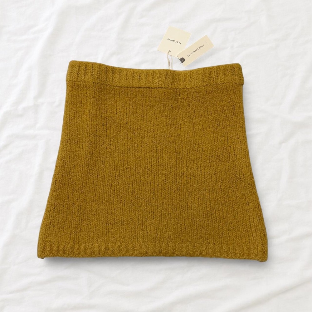 Flat White Wool Knit Mini Skirt Honey Mustard Yellow XS NWT